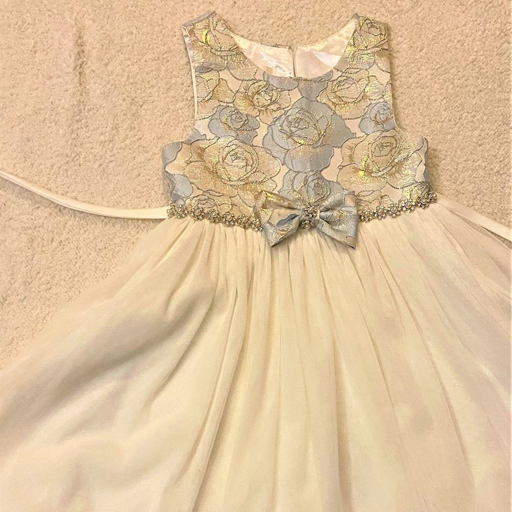 American Princess Light Blue, Gold & Cream Dress